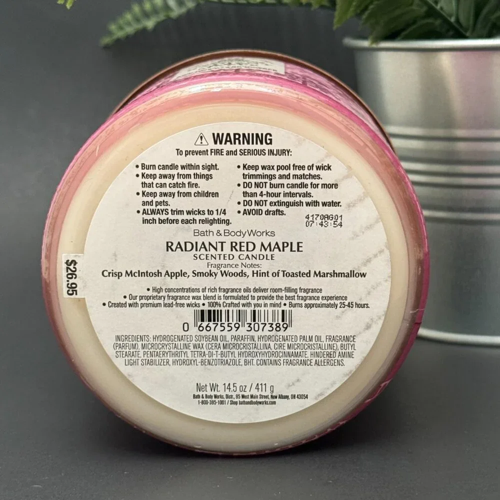 BBW Radiant Red Maple Bath & Body Works 3 Wick Candle